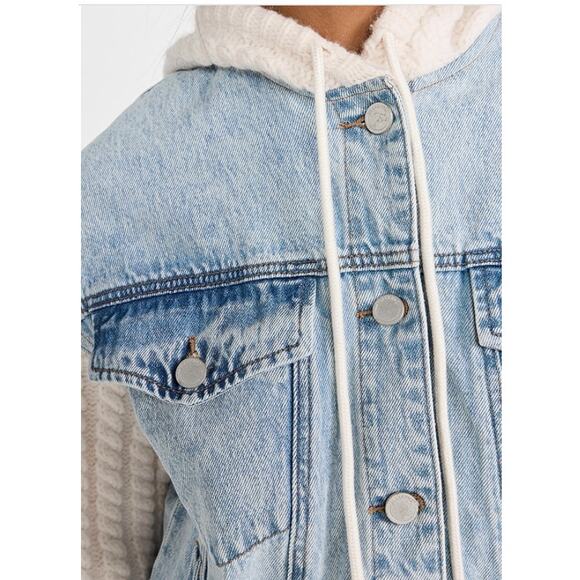 Blank NYC Denim and Knit Mixed Media Denim Jacket Size M - Picture 12 of 13